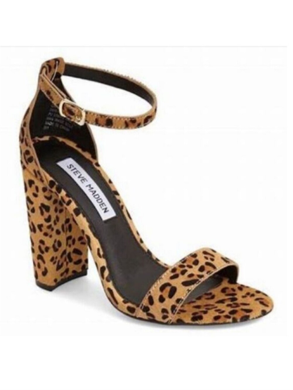 STEVE MADDEN Carrson Animal Print Calf Hair Block Heel Sandal Size 8.5